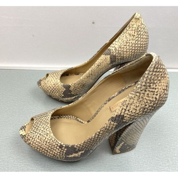 BCBGMaxazria Women's Dahlia 1 Pumps High Heel Snake Embossed Leather 8 B/38 - Picture 10 of 16